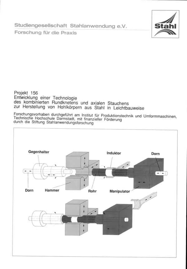 P 156 - Entwicklung einer Technologie des kombinierten Rundknetens und axialen Stauchens zur Herstellung von Hohlkörpern aus Stahl in Leichtbauweise
