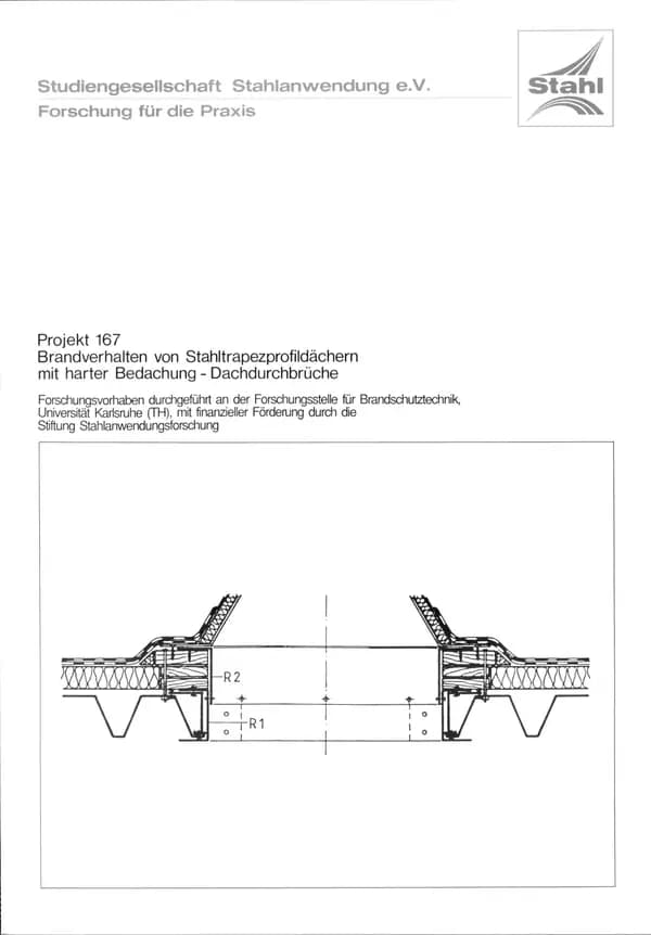 P 167 F. - Brandverhalten von Stahltrapzezprofildächern mit harter Bedachung - Sandwichdach