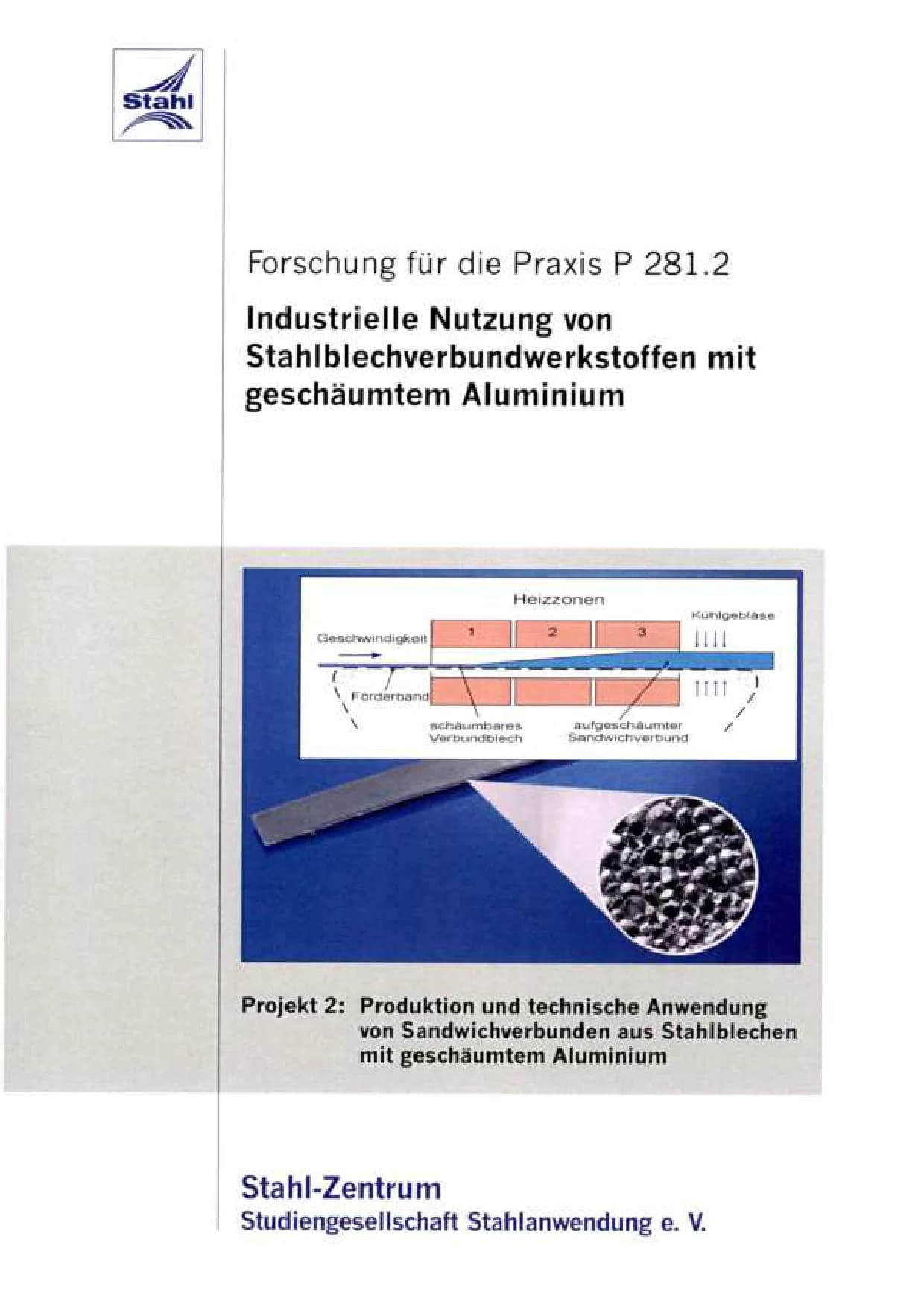 P 281.2 - Industrielle Nutzung von Stahlblechverbundwerkstoffen mit geschäumtem Aluminium Projekt 2 - Produktion und technische Anwendung von Sandwichverbunden aus Stahlblechen mit geschäumtem Aluminium