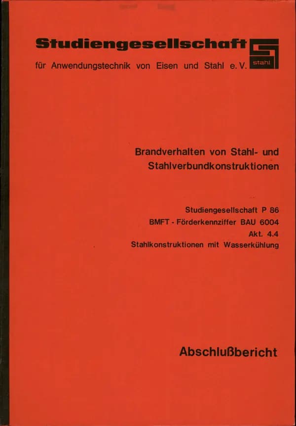 P 86 4.4 - Stahlkonstruktionen mit Wasserkühlung (Studie)
