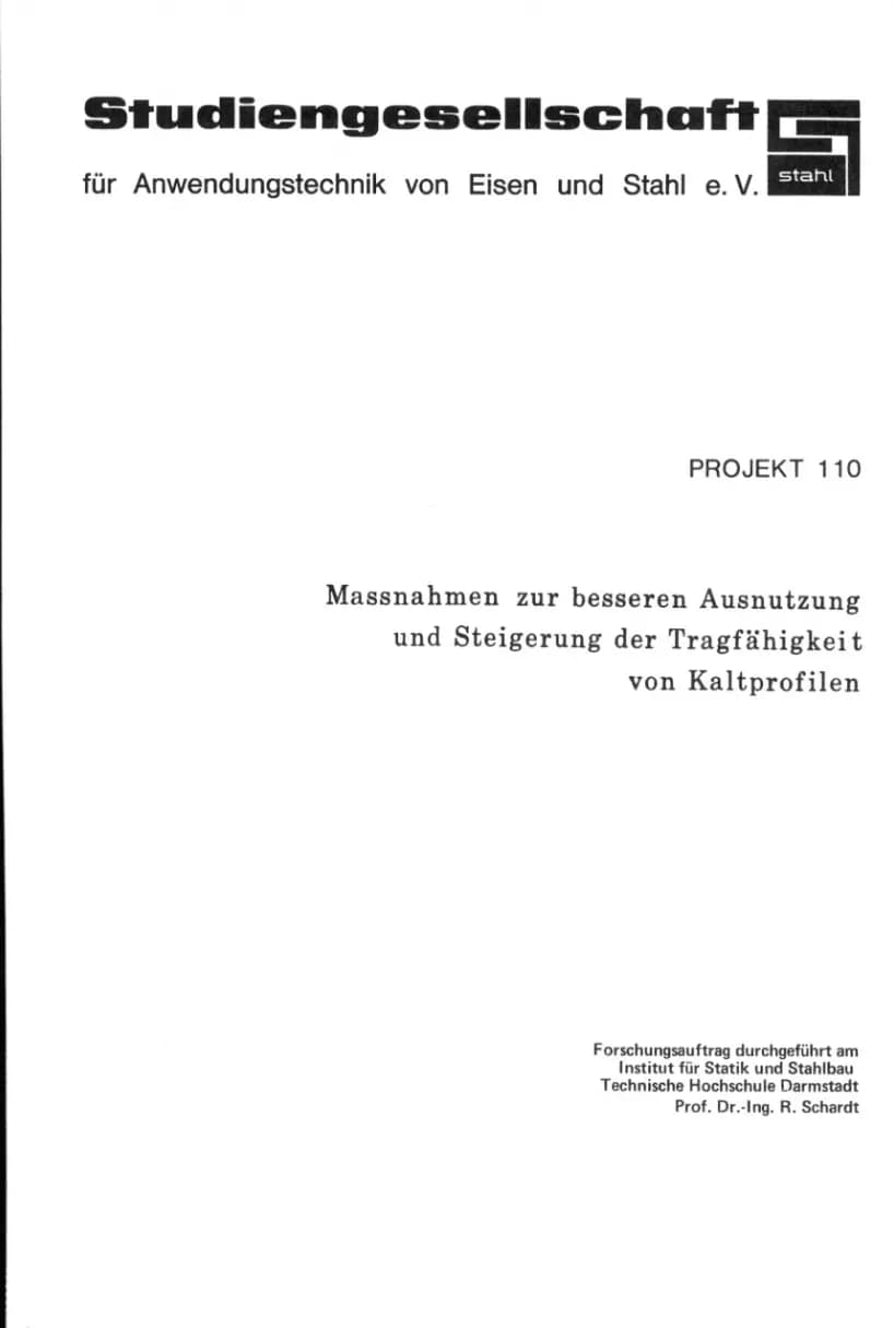 P 110 - Maßnahmen zur besseren Ausnutzung und Steigerung der Tragfähigkeit von Kaltprofilen