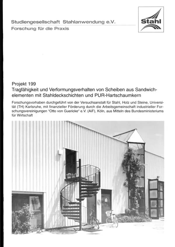 P 199 - Tragfähigkeit und Verformungsverhalten von Scheiben aus Sandwichelementen mit Stahldeckschichten und PUR-Hartschaumkern
