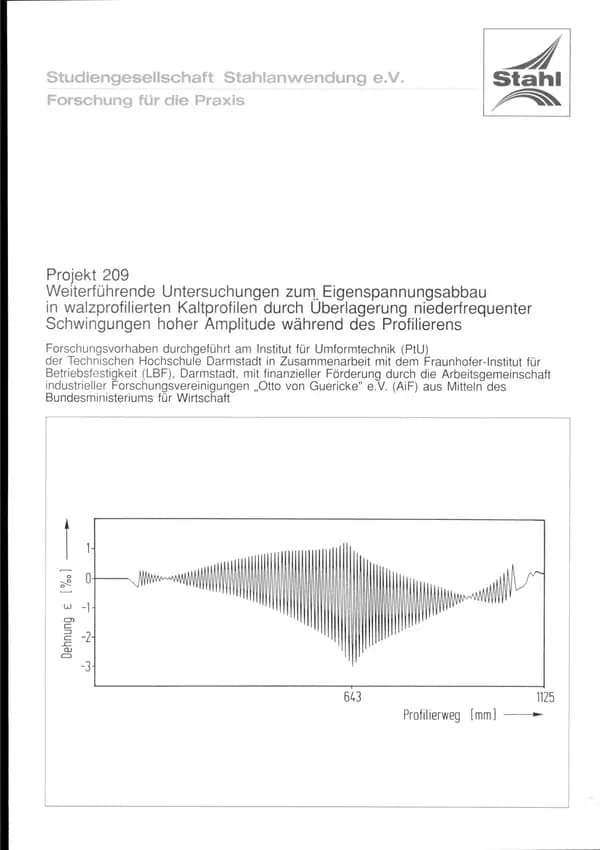 P 209 - - Weiterführende Untersuchungen zum Eigenspannungsabbau in walzprofilierten Kaltprofilen durch Überlagerung niederfrequenter Schwingungen hoher Amplitude während des Profilierens