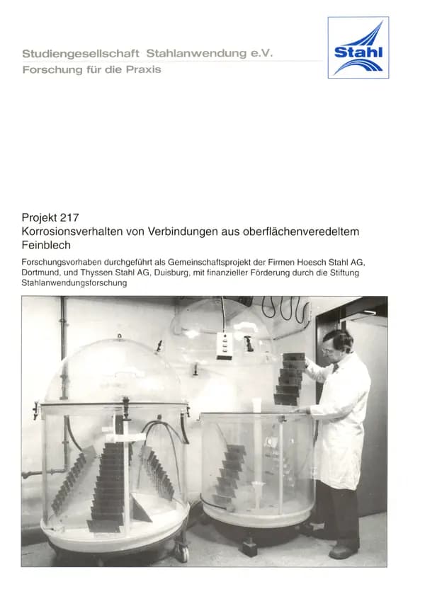 P 217 - Korrosionsverhalten von Verbindungen aus oberflächenveredeltem Feinblech
