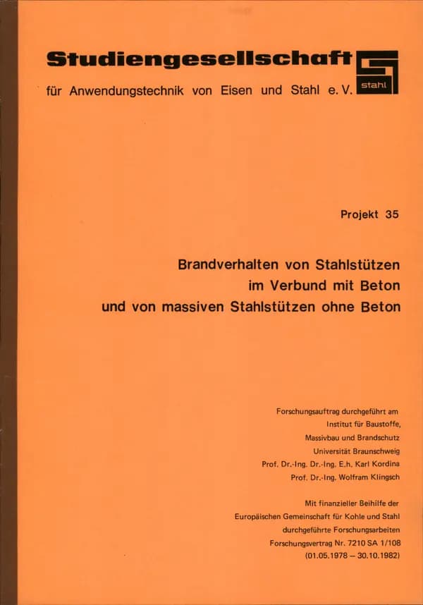 P 35 - Brandverhalten von Stahlstützen im Verbund mit Beton und von massiven Stahlstützen ohne Beton