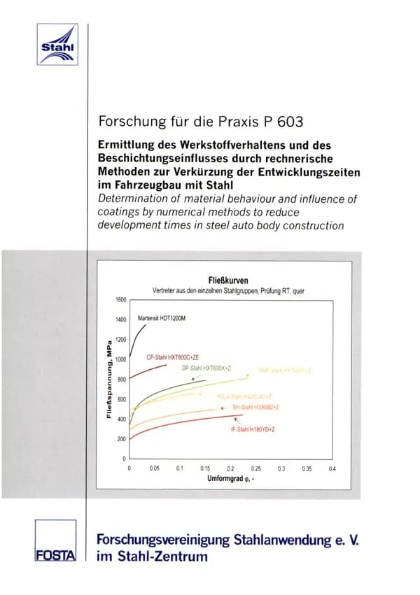 P 603 - Ermittlung des Werkstoffverhaltens und des Beschichtungseinflusses durch rechnerische Methoden zur Verkürzung der Entwicklungszeiten im Fahrzeugbau mit Stahl