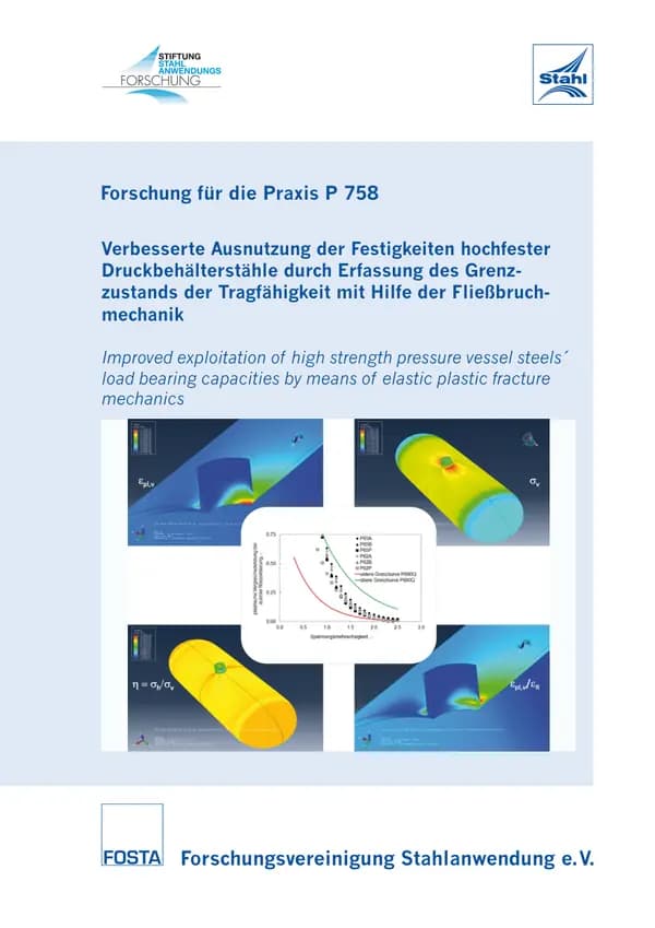 P 758 - Verbesserte Ausnutzung der Festigkeiten hochfester Druckbehälterstähle durch Erfassung des Grenzzustands der Tragfähigkeit mit Hilfe der Fließbruchmechanik