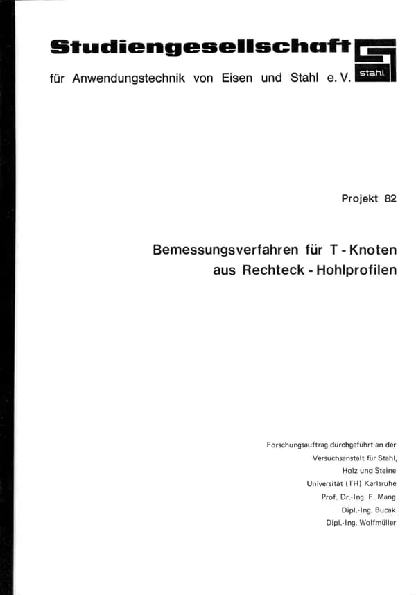 P 82 - Design method for T-joints made of rectangular hollow sections