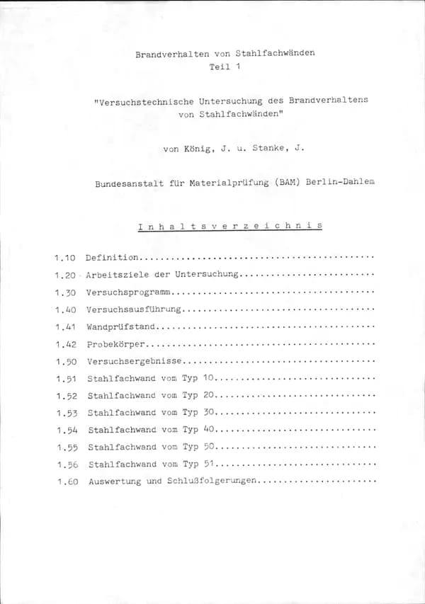 P 86 2.4 - Versuchstechnische Untersuchung des Brandverhaltens von Stahlfachwänden