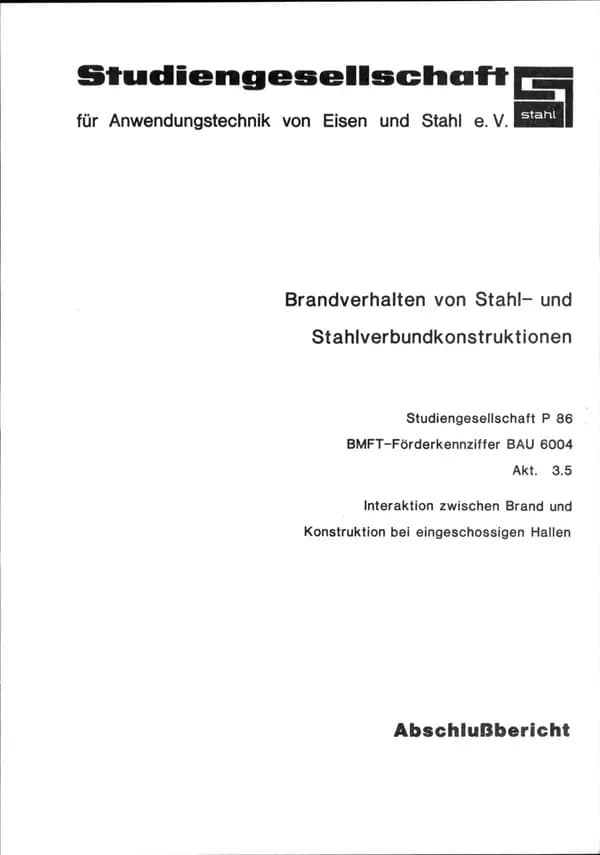 P 86 3.5 - Interaktion zwischen Brand und Konstruktion bei eingeschossigen Hallen