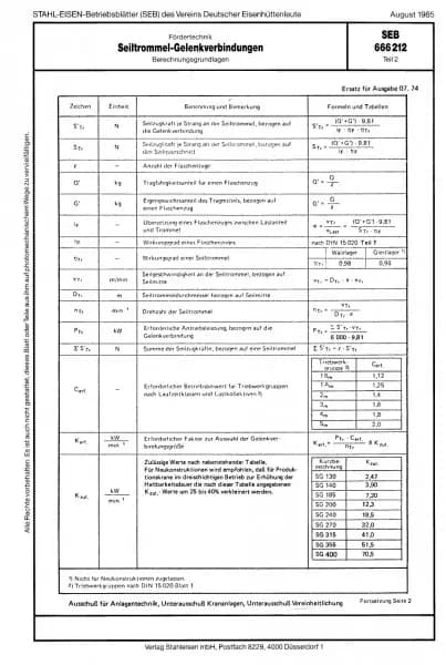 SEB 666 212: Rope drum articulated joints - Calculation principles (Part 2)